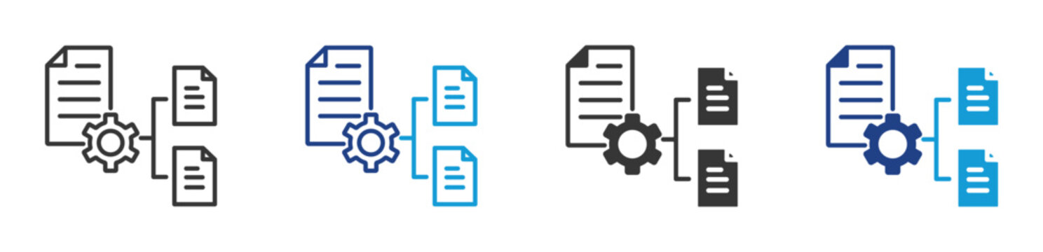 structured data icon set multiple style collection	
