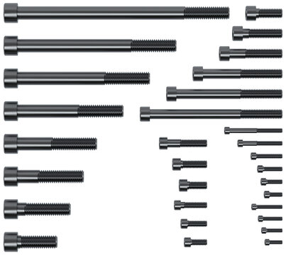 ANSI UNC Socket Head Cap Screws Set (SHCS) &ndash; Imperial Thread Machine Bolts Isolated on Transparent PNG, 3D Render