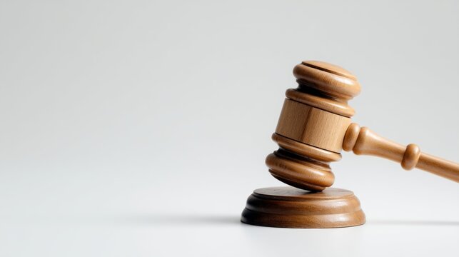 Wooden Gavel at an Angle on a Light Background Symbolizing Justice Principles