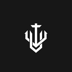 Obraz premium Abstract Geometric Cross Symbol Logo Design on Black Background
