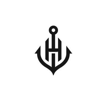 Abstract Letter H Anchor Logo Design Vector Icon