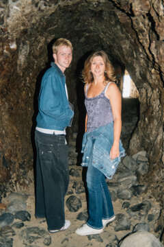 Couple walking though Beach Tunnel