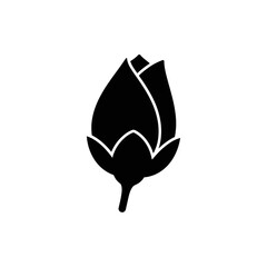 Obraz premium Black silhouette of a rose bud.