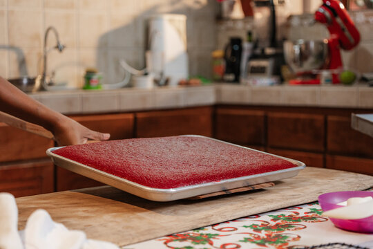 Freshly baked red velvet cake