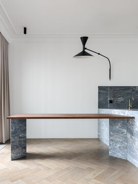 Modern Minimalist Interior Design With Marble and Wood Accents