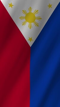 Vertical Philippines Flag Waving Animation, 4K High Quality Fabric