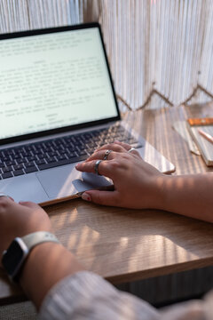 Writer working using laptop