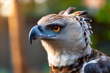 Fototapeta premium Closeup Shot of Exotic Harpy Eagle at Dawn with Soft Illumination