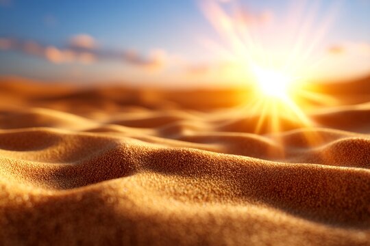 Warm Desert Sunset with Detailed Dunes and Vibrant Hues in 3D Style