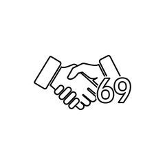 Obraz premium Handshake with number 69 icon.