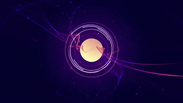 Purple and yellow neon light circles move.