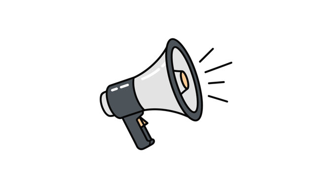 Cartoon megaphone illustration announcing or broadcasting on white background
