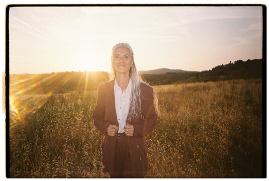 Grey haired woman portrait 