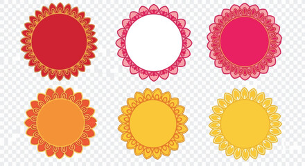 Collection of decorative oval and circular frames in various colors