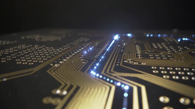 Advanced Microchip with Glowing Circuit Pathways