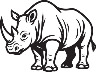 Fototapeta premium Rhinoceros Side View Black and White Vector