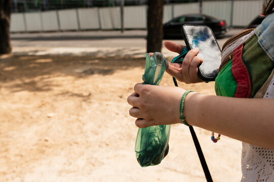 Cleaning up after the dog