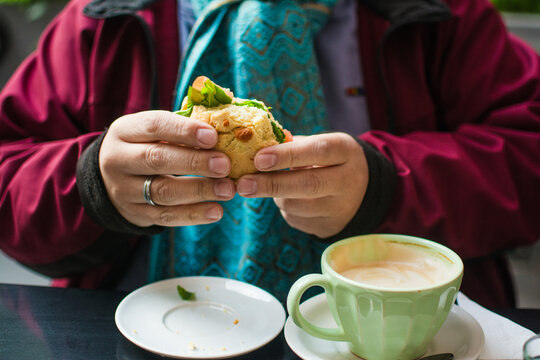 Man eating sandwich