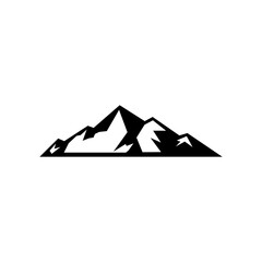 Mountain silhouette - vector icon. Rocky peaks. Mountains ranges. Black and white mountain icon