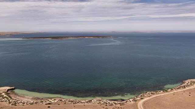 Perlubie Beach, Eyre Peninsula, South Australia &ndash; 4K Aerial Drone Footage of Turquoise Waters, White Sand Dunes and Remote Coastal Landscape near Eba Anchorage and Streaky Bay in Dry Season. 