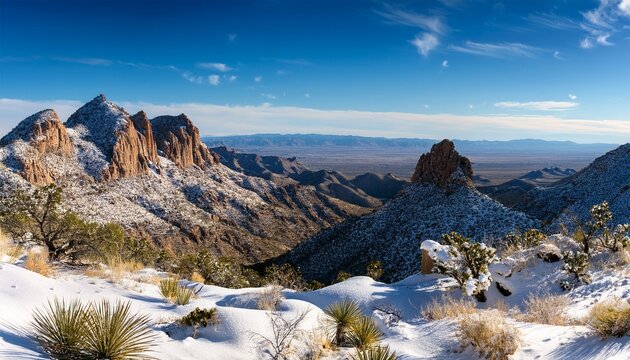 Chisos Mountains Snowy Desert Big Bend Np Tx Usa