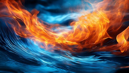 A Harmonious Blend Of Cool Blue Water And Warm Orange Flames Creates A Captivating Abstract Backdrop Perfect For Adding Depth And Interest To Wallpapers