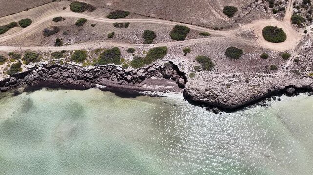 Perlubie Beach, Eyre Peninsula, South Australia &ndash; 4K Aerial Drone Footage of Turquoise Waters, White Sand Dunes and Remote Coastal Landscape near Eba Anchorage and Streaky Bay in Dry Season. 