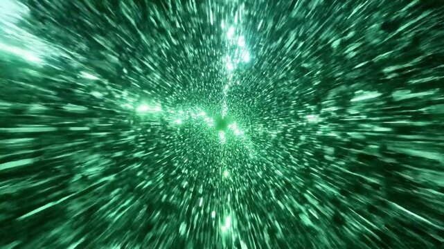 A vibrant, emerald green, glowing, starburst pattern radiates from the center
