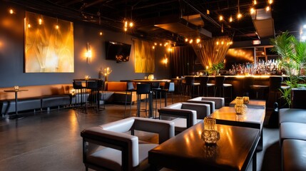 Fototapeta premium Elegant Evening Ambiance in a Gentlemen's Club Lounge with Soft Lighting