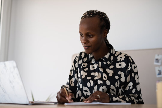 Woman working at home