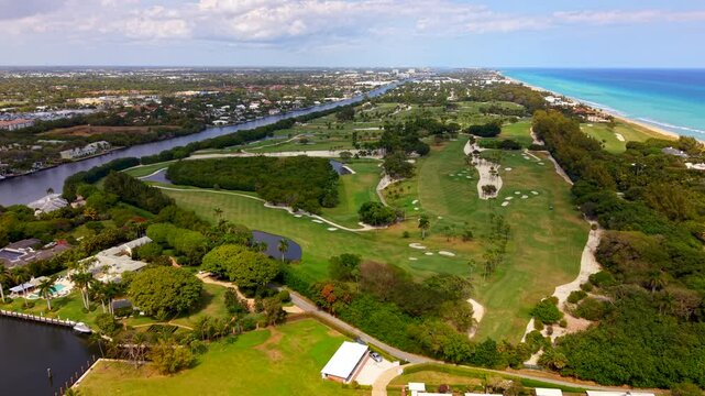 Drone stock video Gulf Stream Golf Club Delray Beach Florida