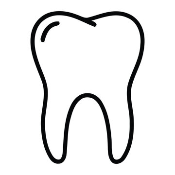 Simple line drawing of a single human tooth icon outline