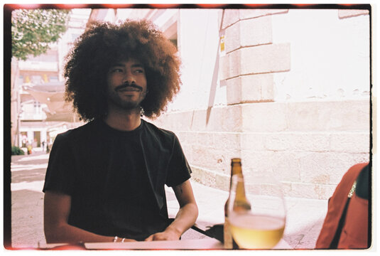 Man Enjoying Drink. Outdoor