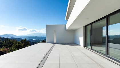 Modern architecture with a view from a spacious terrace.