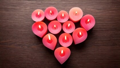 Heart-shaped candles create a romantic and warm ambiance.