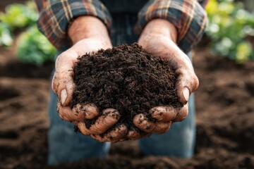 Gardener Holding Rich Soil for Healthy Plant Growth