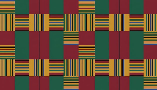Kente Inspired Geometric African Textile Pattern Illustration