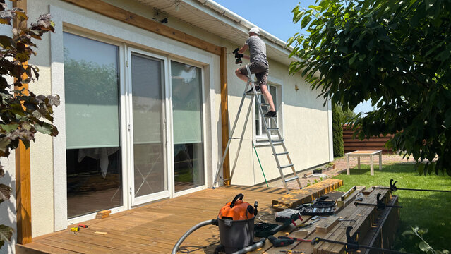 man working on wood