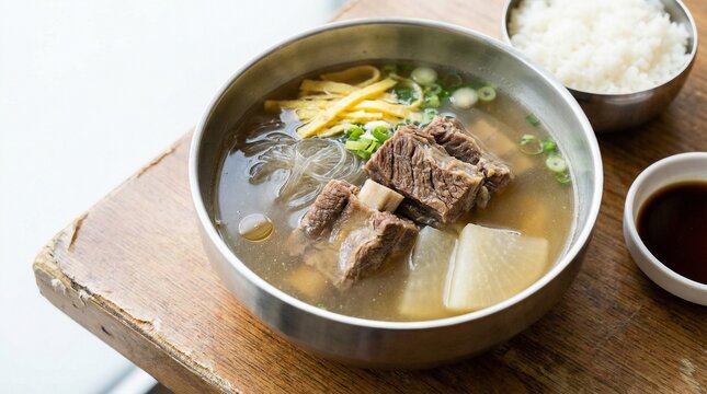 Clear Korean Beef Short Rib Soup Galbitang with Radish