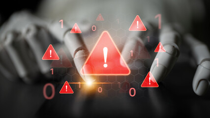 An AI assistant identifies a critical security breach and issues an urgent warning. This automated system flags the danger and risk, signaling a system failure or problem. Fermion