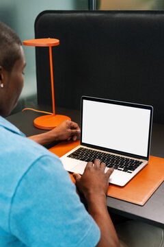 Hands on Keyboard with White Screen Mockup