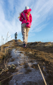 Hikers Explore Scenic Trails on a Crisp Day in Nature