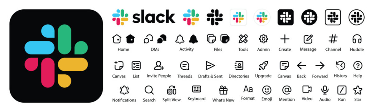 Slack logos and icons set vector illustration