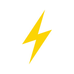 Yellow Lightning Bolt Icon on White &ndash; Minimalist Electric Power Symbol and Flash Speed Sign for Energy and Digital Tech