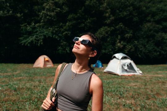 Watching the sun with solar eclipse sunglasses