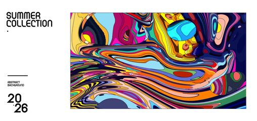 Abstract colorful fluid art design for summer collection banner