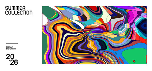 Colorful Abstract Art Design for Summer Collection Banner