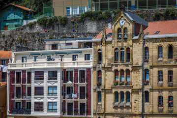 Naklejka premium Ornate house facades in Donostia or San Sebastian, Spain Spain