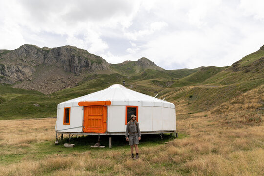 Yurt in mountain scenery