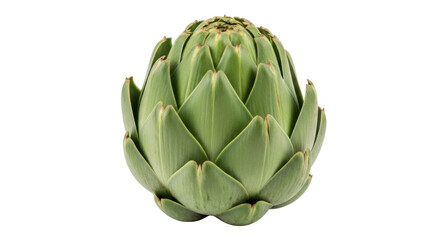 Obraz premium Fresh green artichoke isolated PNG, healthy vegetable for vegan and vegetarian cooking on transparent background